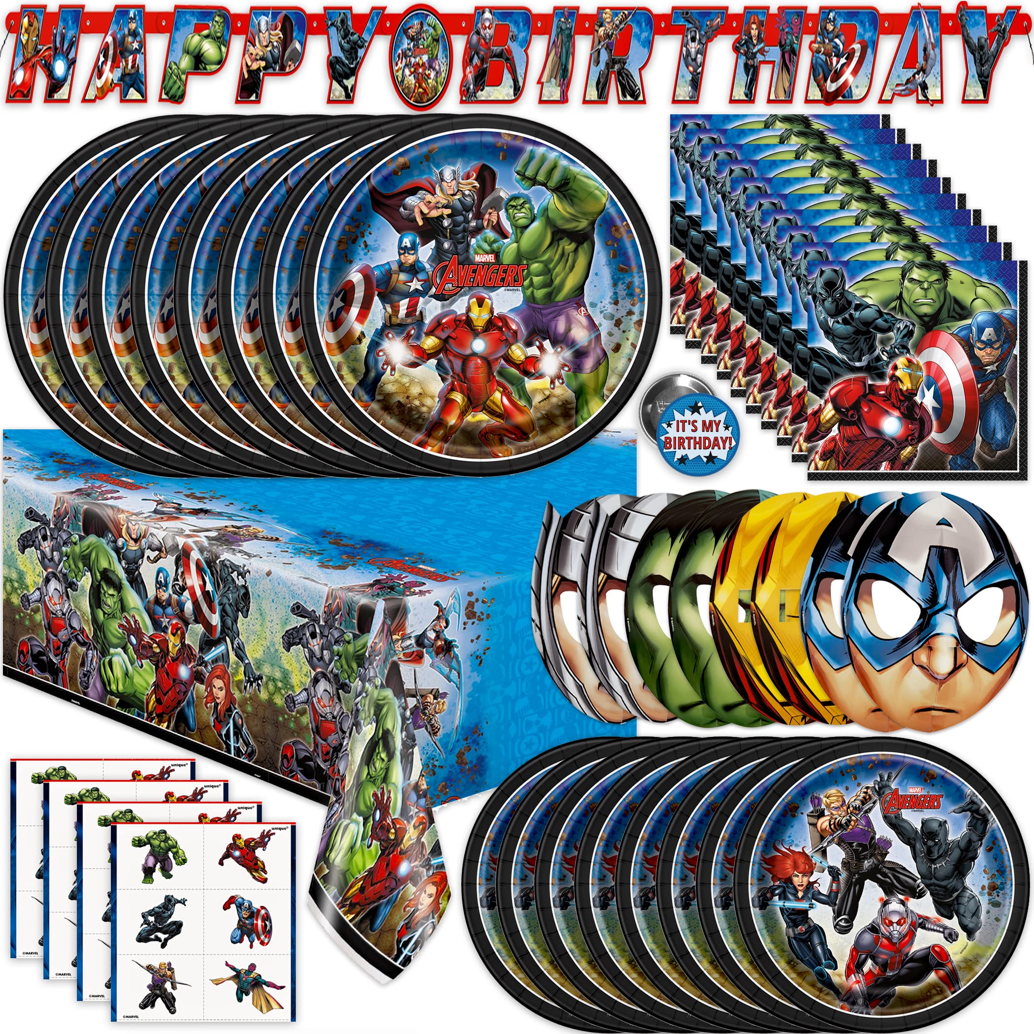 Unique Avengers banner decor adds heroic flair to the party.