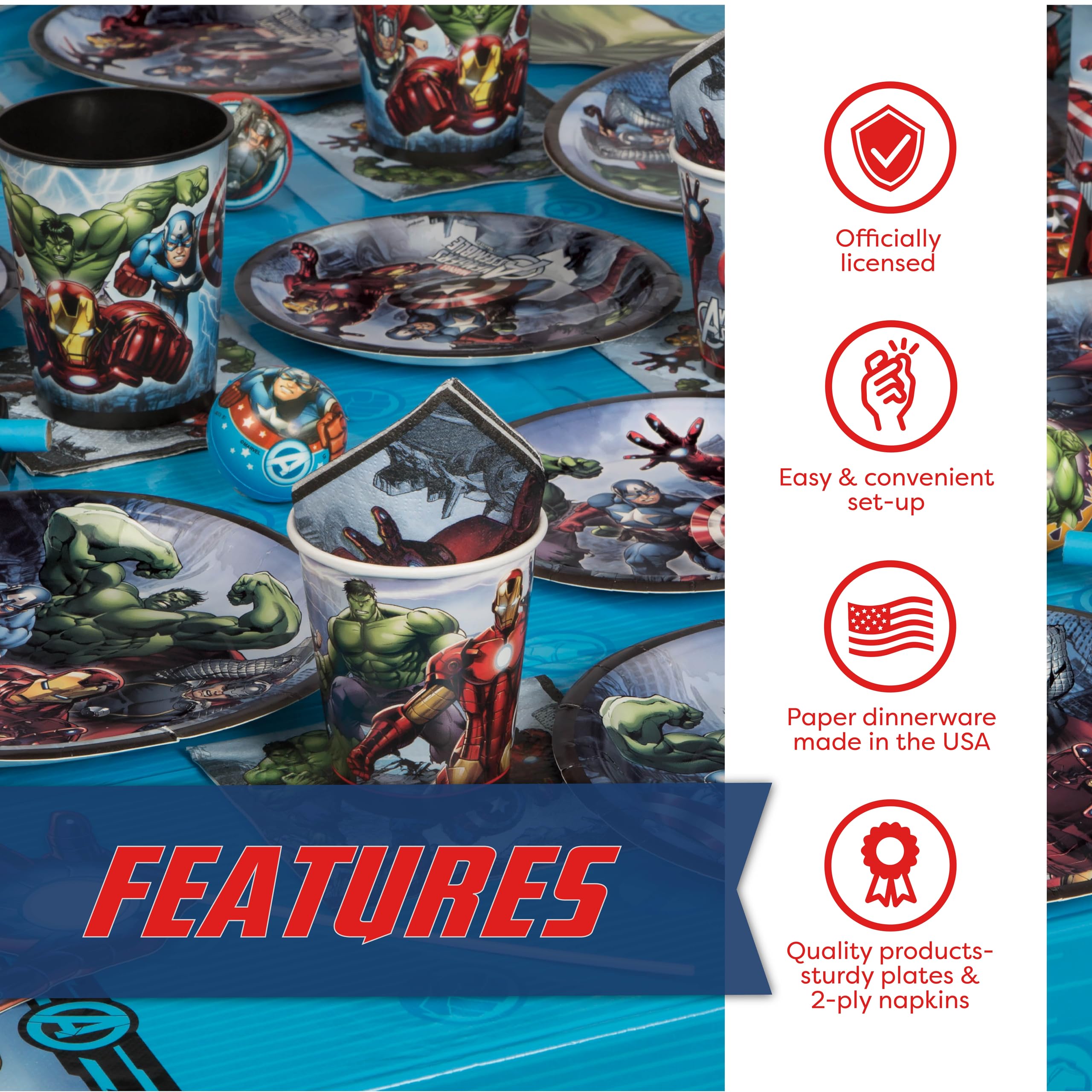 Unique Avengers character masks invite kids to role-play fun.