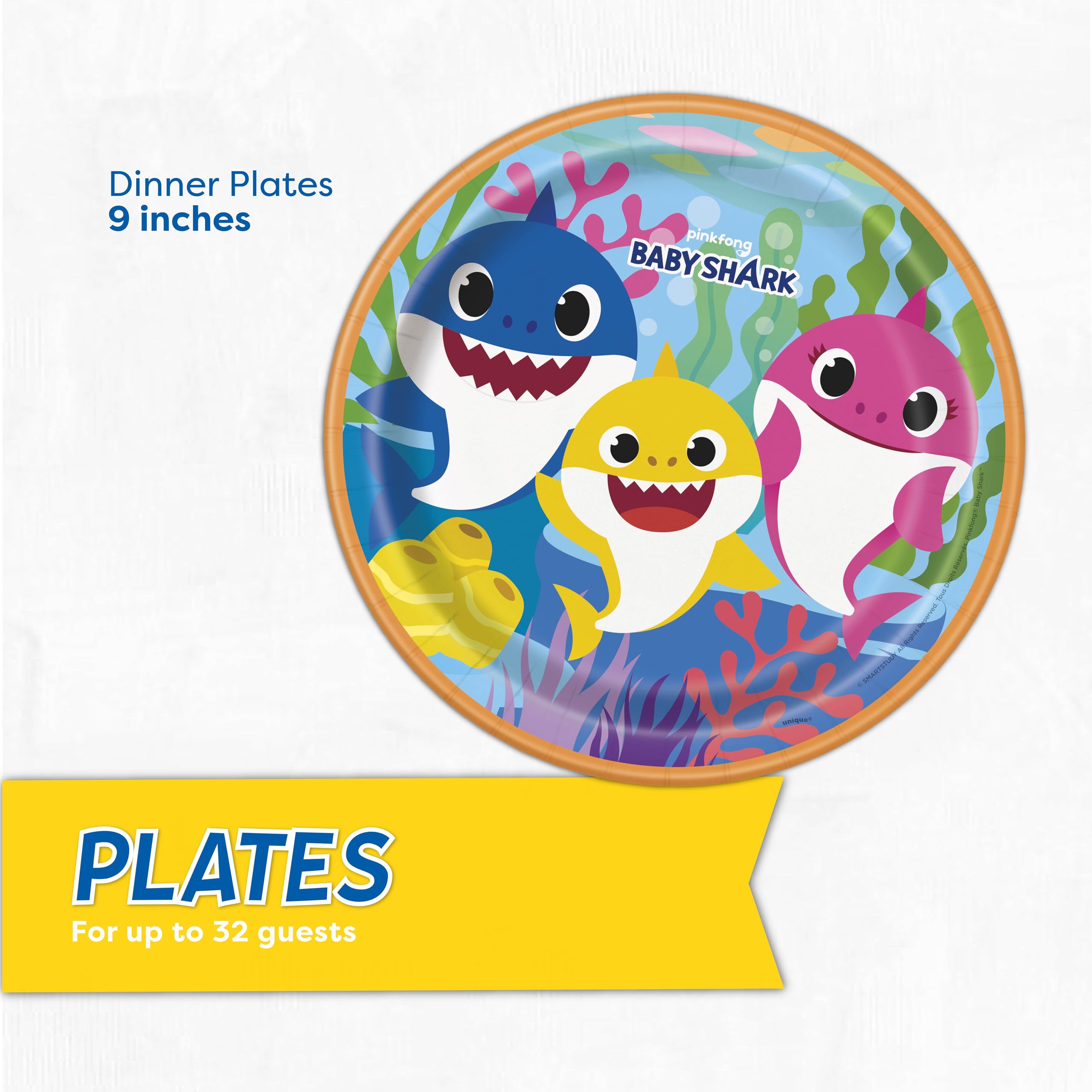 Unique Baby Shark birthday sticker for easy party personalization.