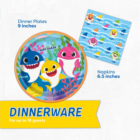 Unique Baby Shark 16-pack napkins help keep hands clean