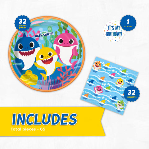 Unique Baby Shark napkins 6-5-inch for quick cleanup and color pop.