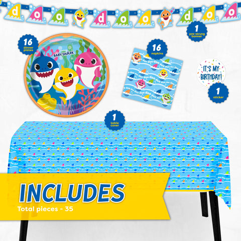 Unique Baby Shark 54x84 tablecloth protects surfaces and enhances theme