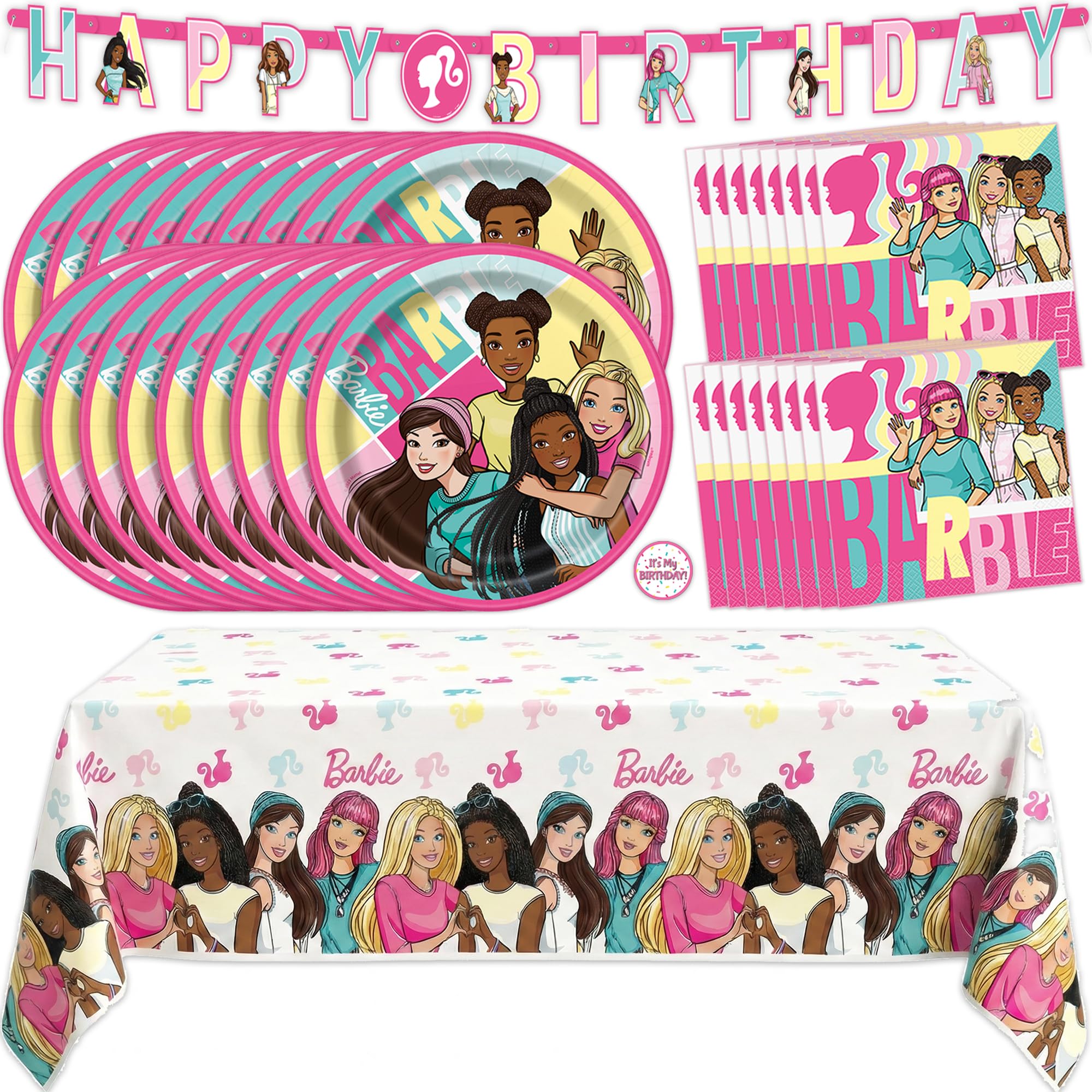 Unique Barbie birthday banner enhances party theme with a festive focal point