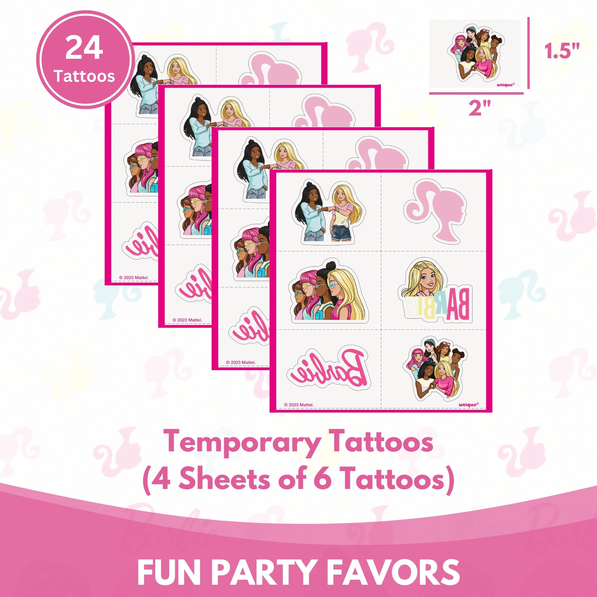 Unique Barbie tattoos offer fun party favors for kids.