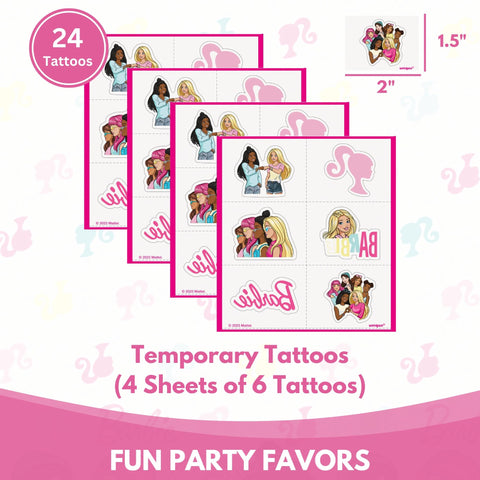 Unique Barbie tattoos offer fun party favors for kids.