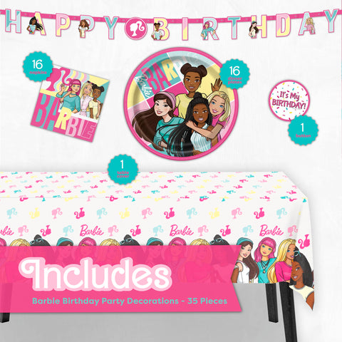 Unique Barbie table cover 54 in by 84 in protects surfaces and simplifies cleanup