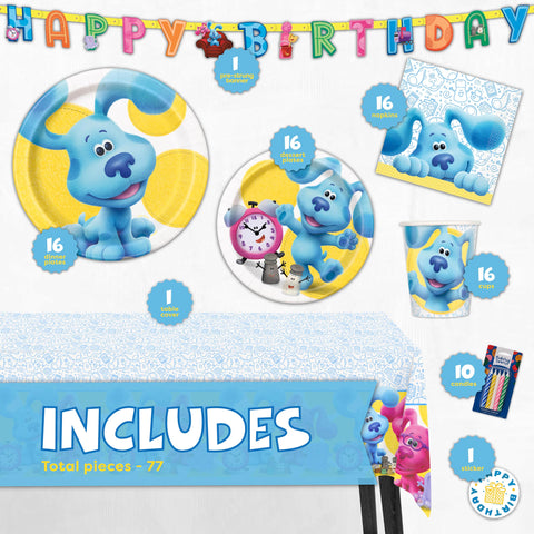 Unique Blues Clues birthday banner adds a festive focal point above the gift table