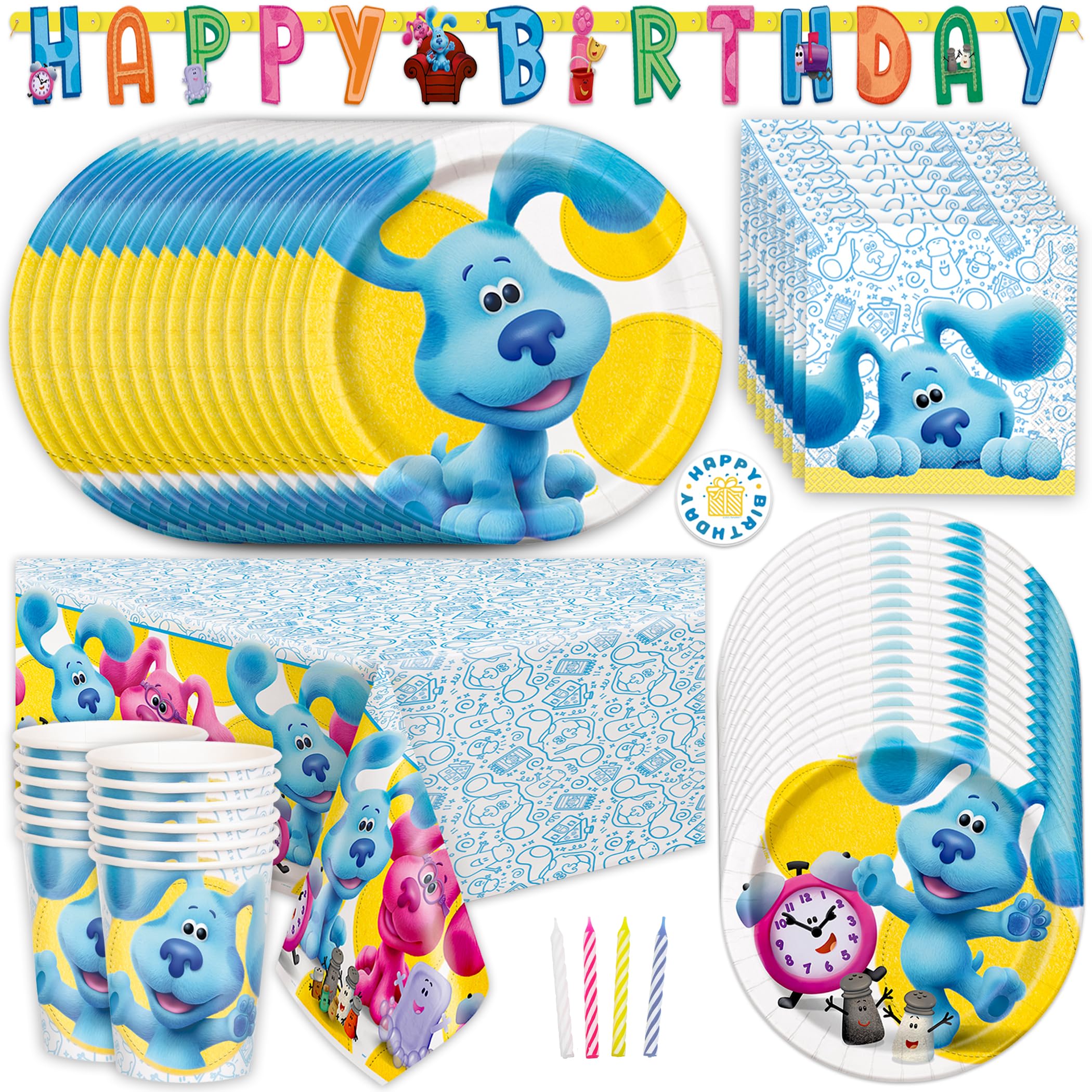 Unique Blues Clues table cover brightens the party space and protects surfaces