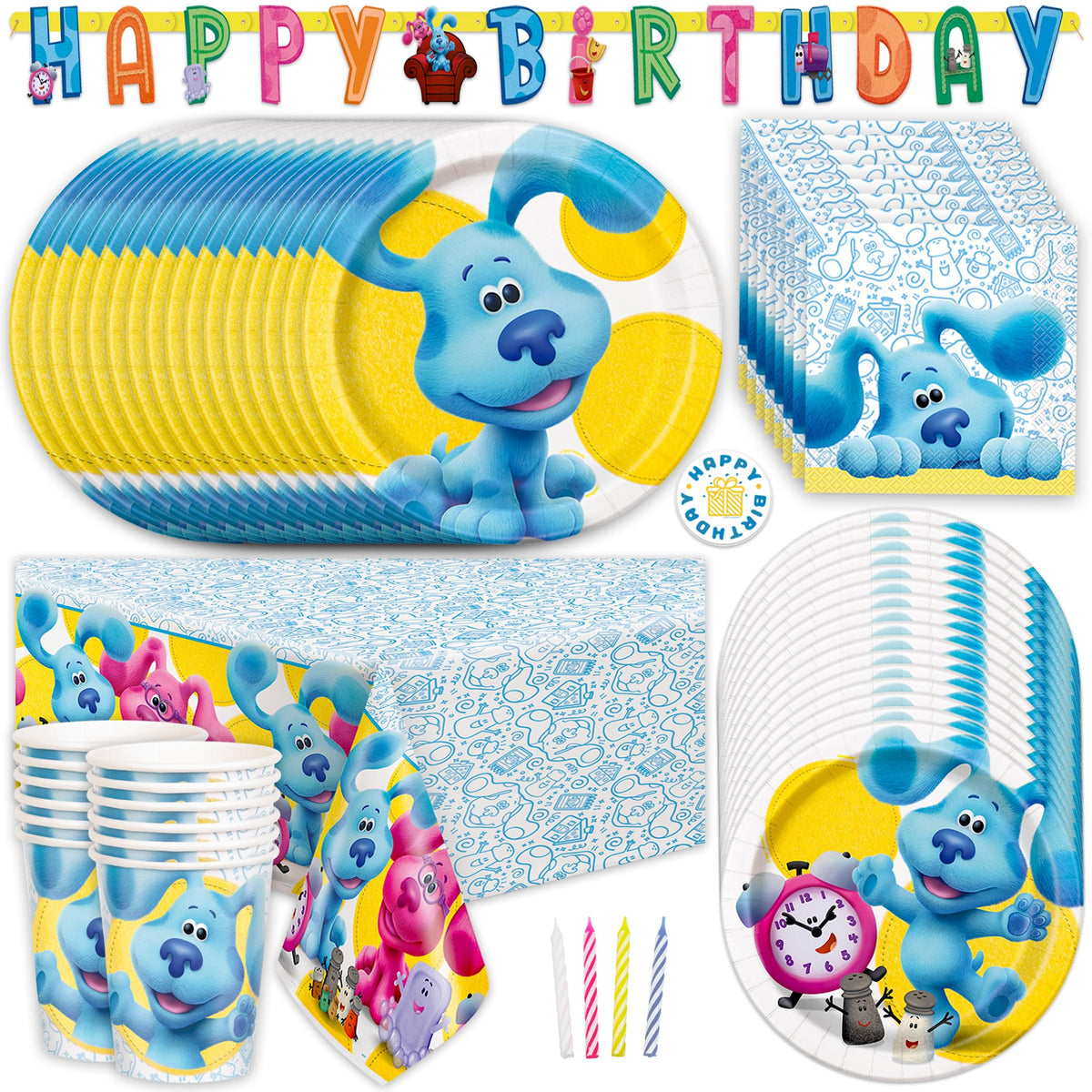 Unique Blues Clues table cover brightens the party space and protects surfaces