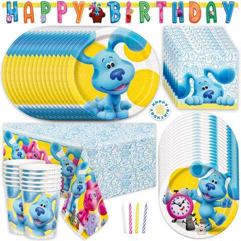 Unique Blues Clues table cover brightens the party space and protects surfaces