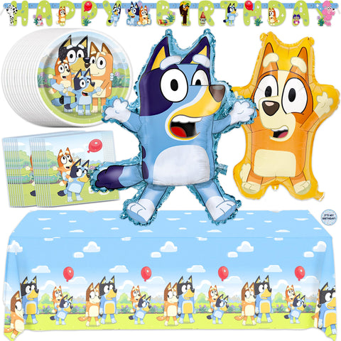 Unique Bluey large balloon creates a bold party focal point.