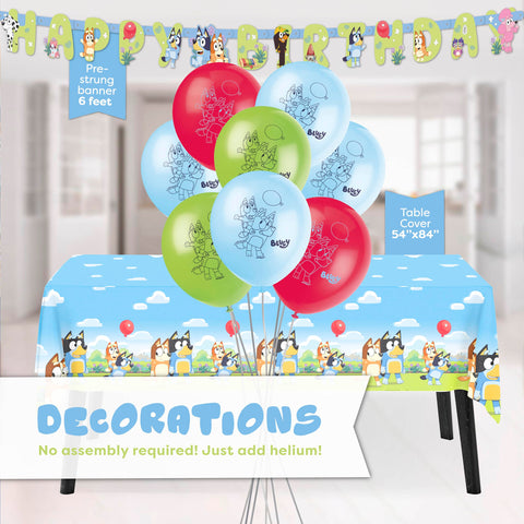 Unique Bluey balloons pack adds festive color for easy party setup.