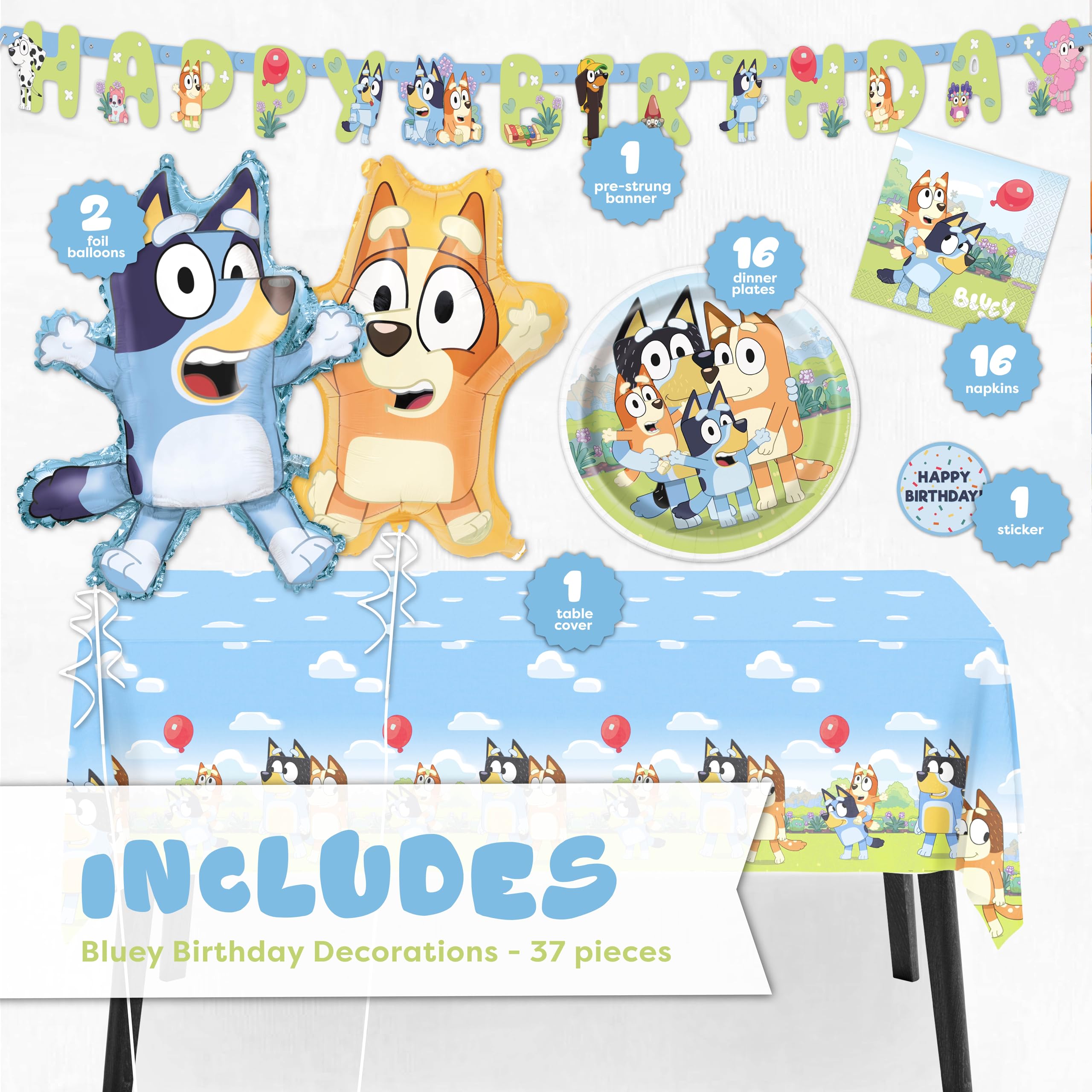 Unique Bluey Bingo balloon adds playful photo-worthy accents.