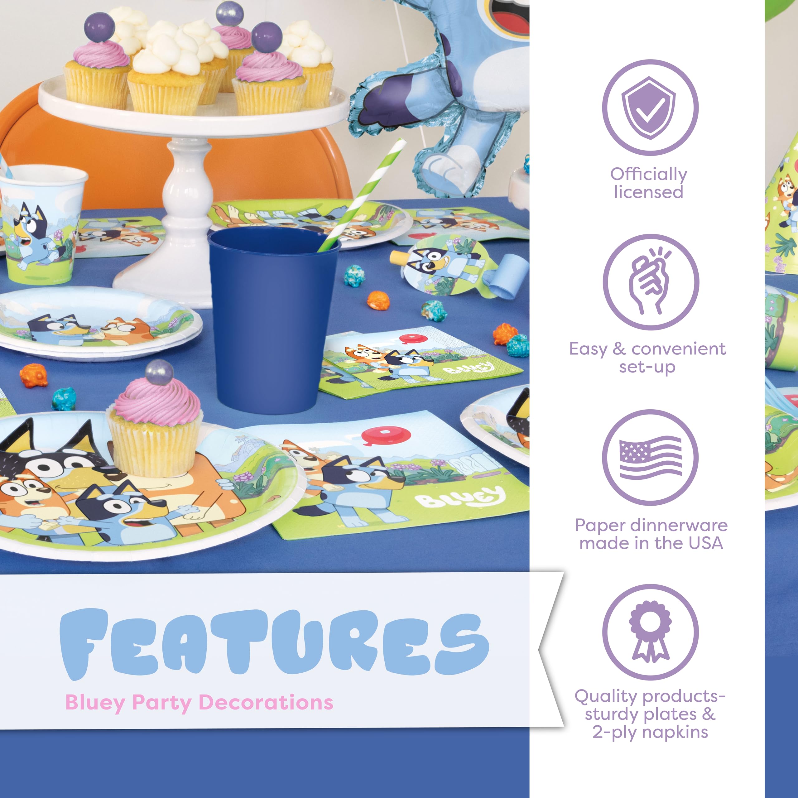 Unique Bluey candles finish the cake moment with color