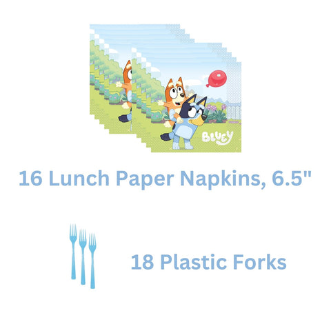 Unique Bluey napkins 6.5in for spill protection and tidy hands.
