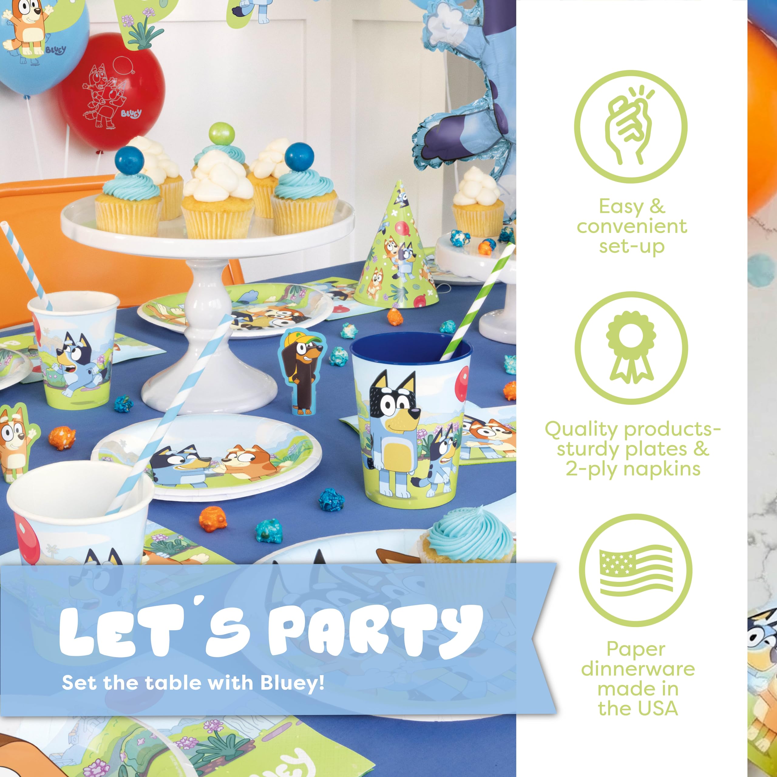 Unique Bluey napkins adding color and quick cleanup for playful celebrations