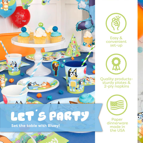 Unique Bluey napkins adding color and quick cleanup for playful celebrations
