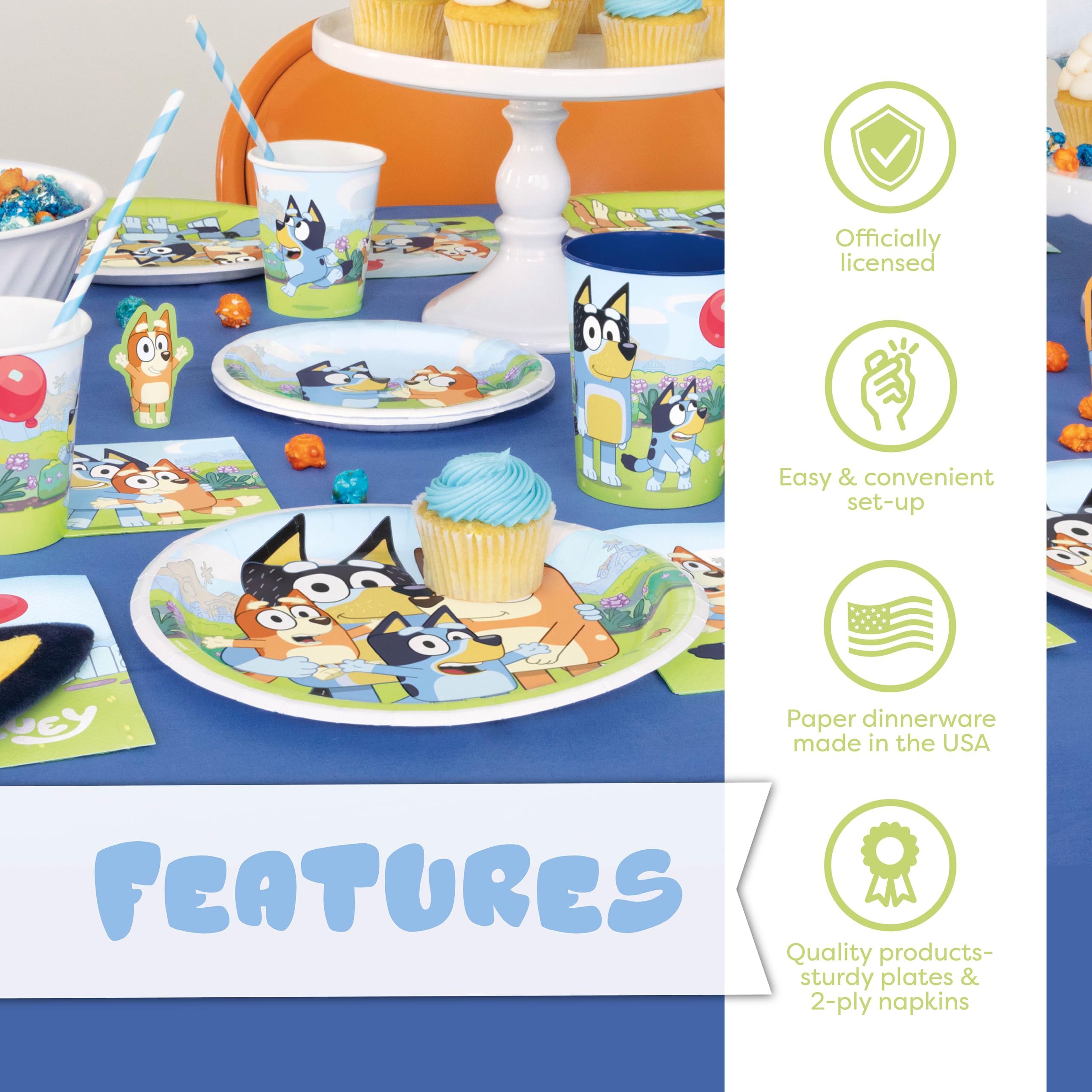 Unique Bluey paper plates and napkins set for easy serving