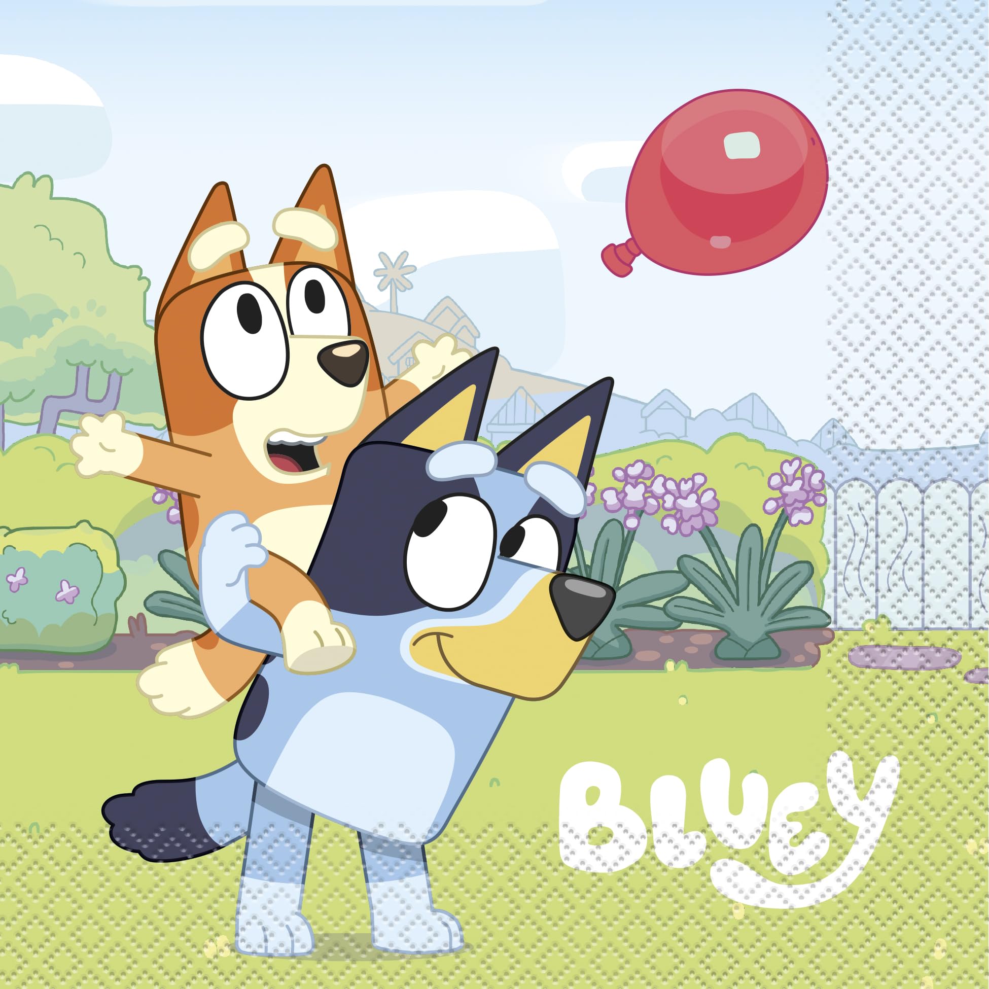 Unique Bluey party scene display shows coordinated setup.