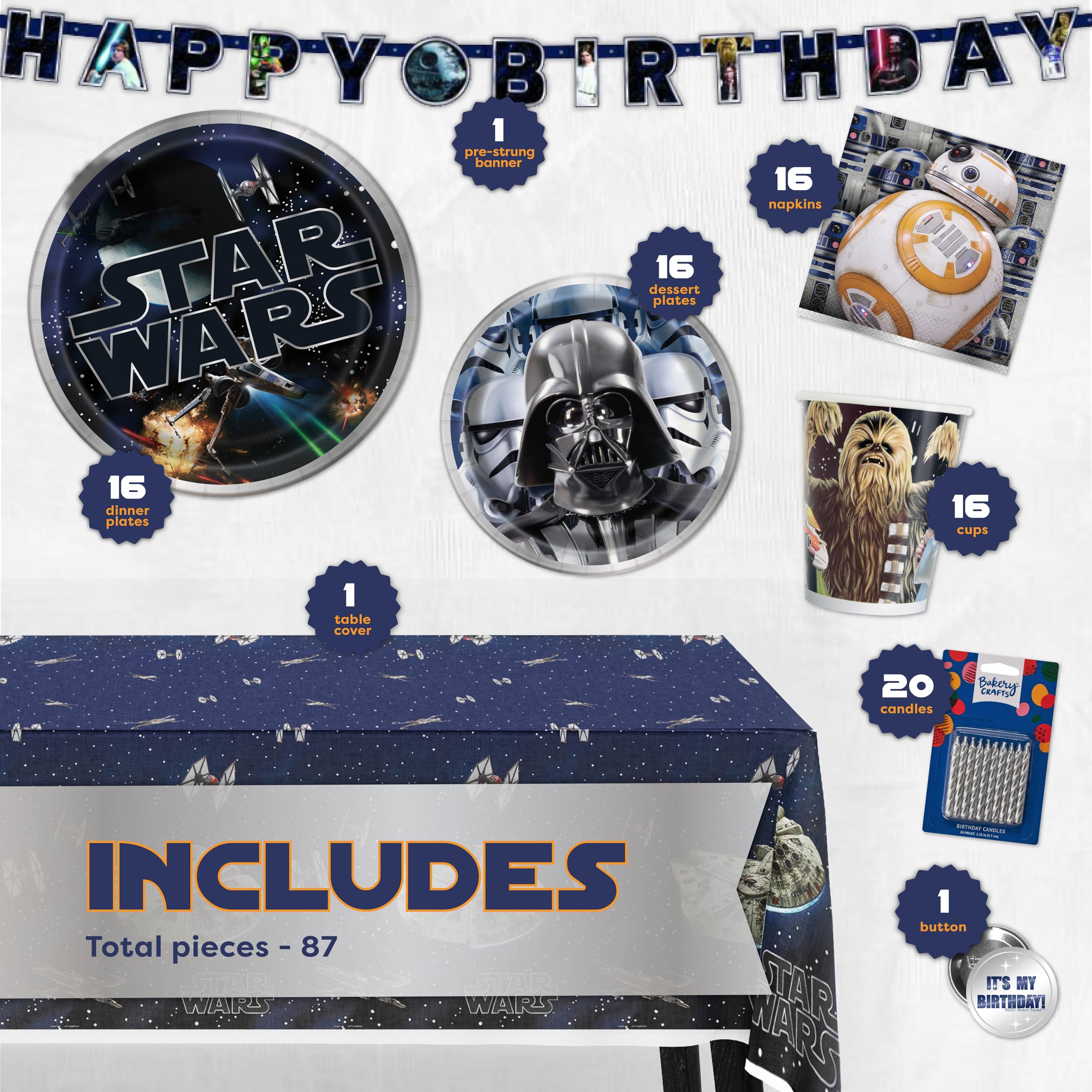 Unique Classic Star Wars table cover creates sci-fi party setting