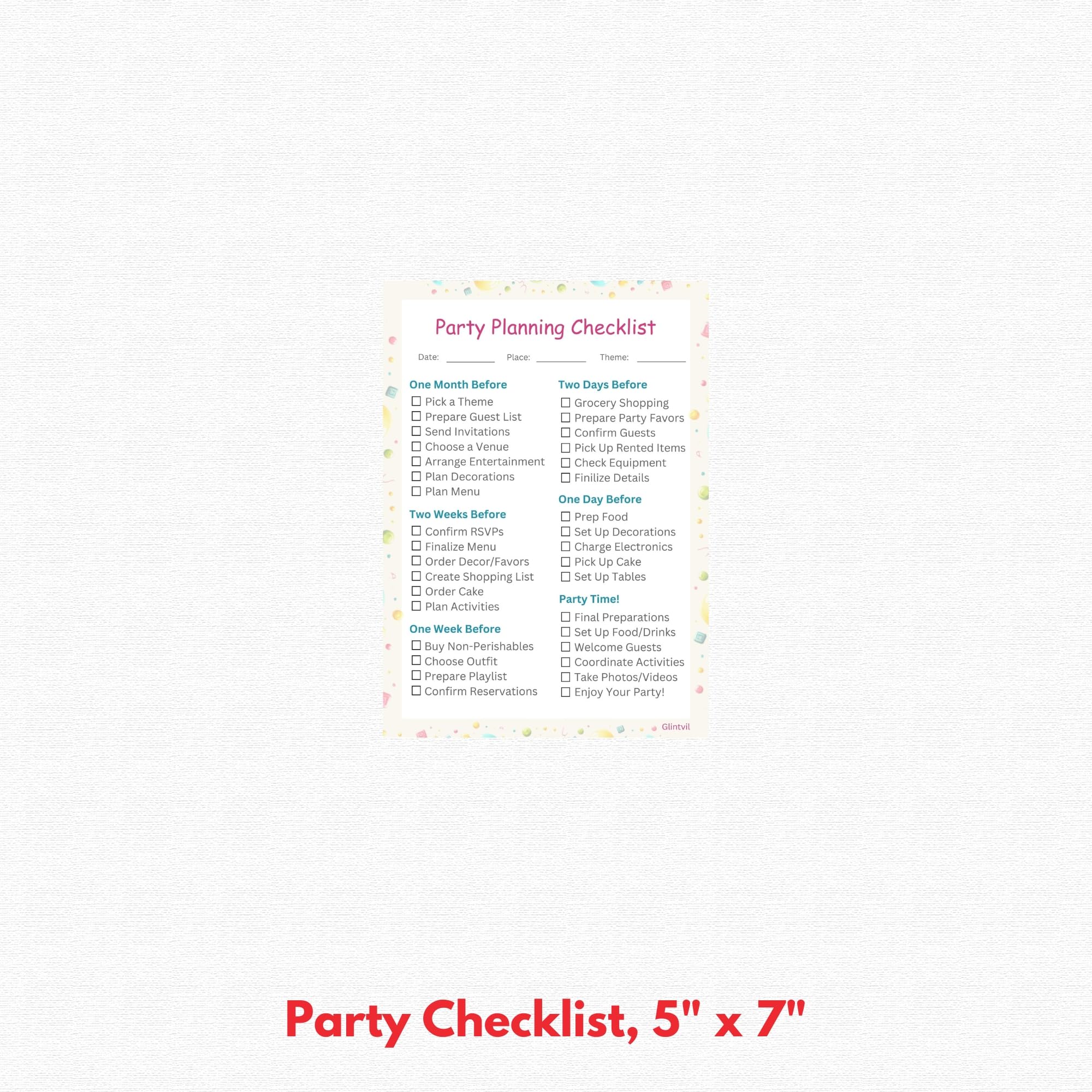 Unique Curious George checklist to organize party setup efficiently