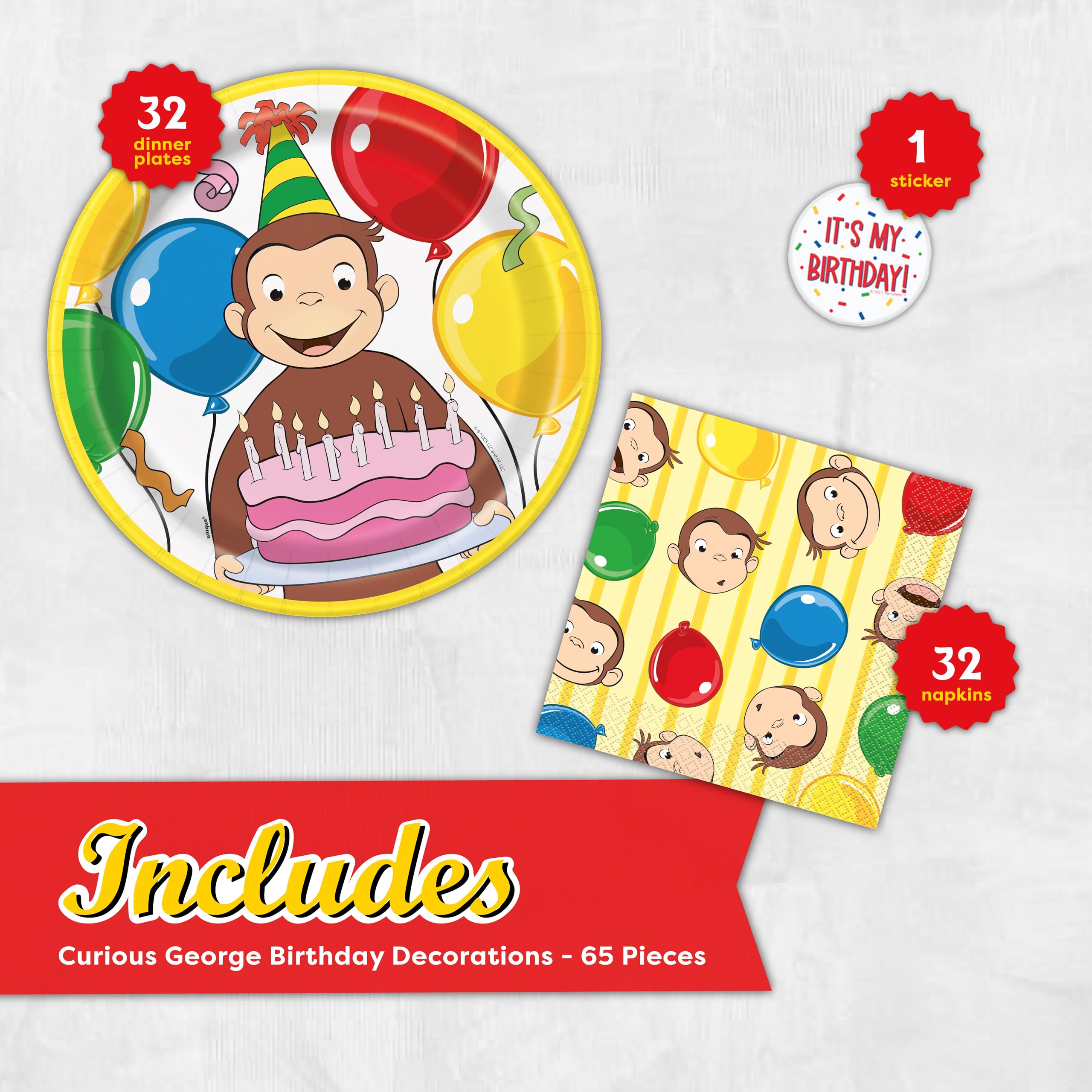 Curious George napkins absorbent and practical for messes during cake and snacks.