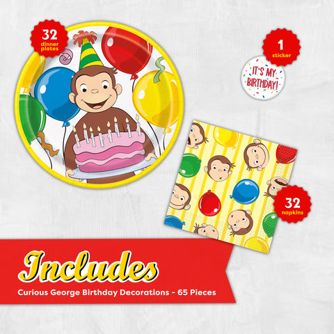 Curious George napkins absorbent and practical for messes during cake and snacks.