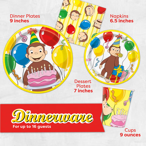 Unique Curious George napkins absorb spills and keep little hands clean.