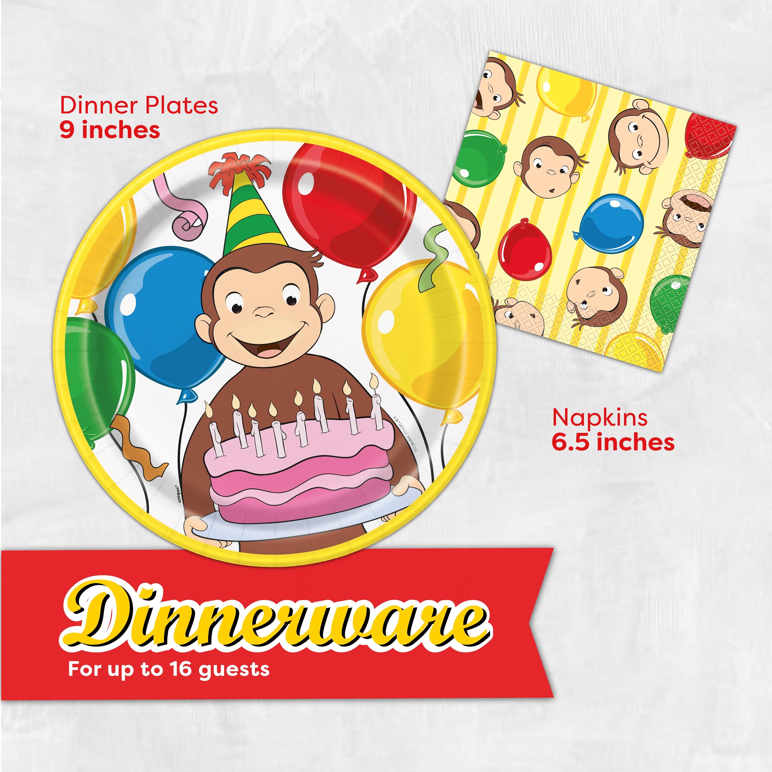 Unique Curious George sticker marks the birthday guest of honor.