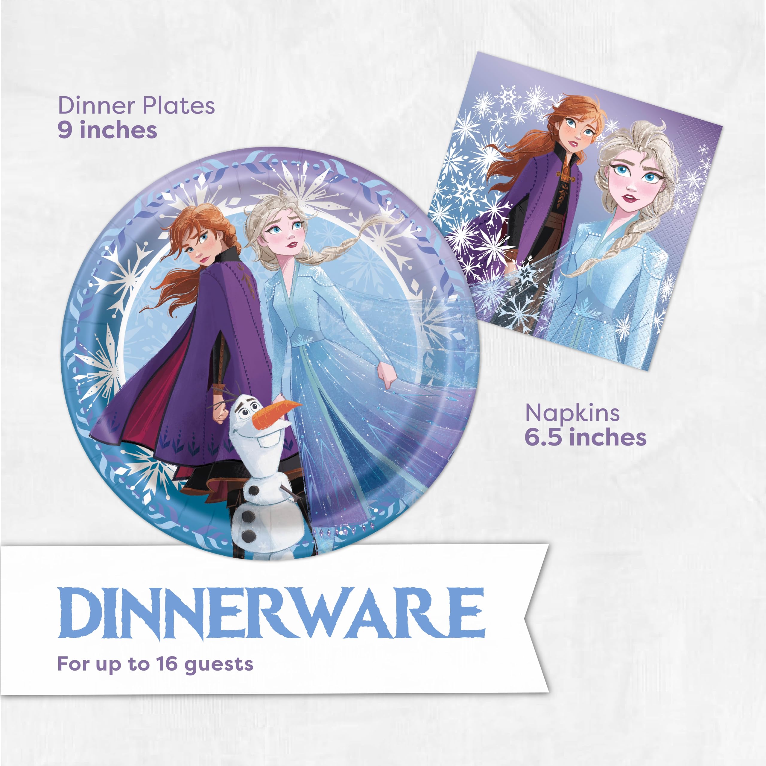 Unique Frozen napkins add festive detail and simplify cleanup.