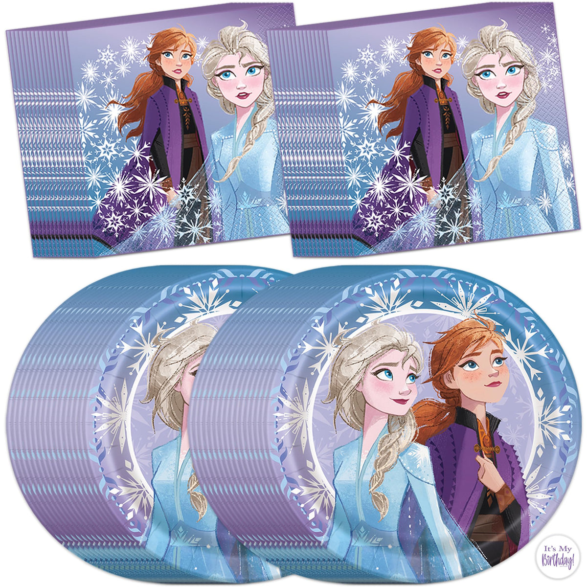 Unique Frozen plates for 32 guests, sturdy 9-inch partyware for easy serving.