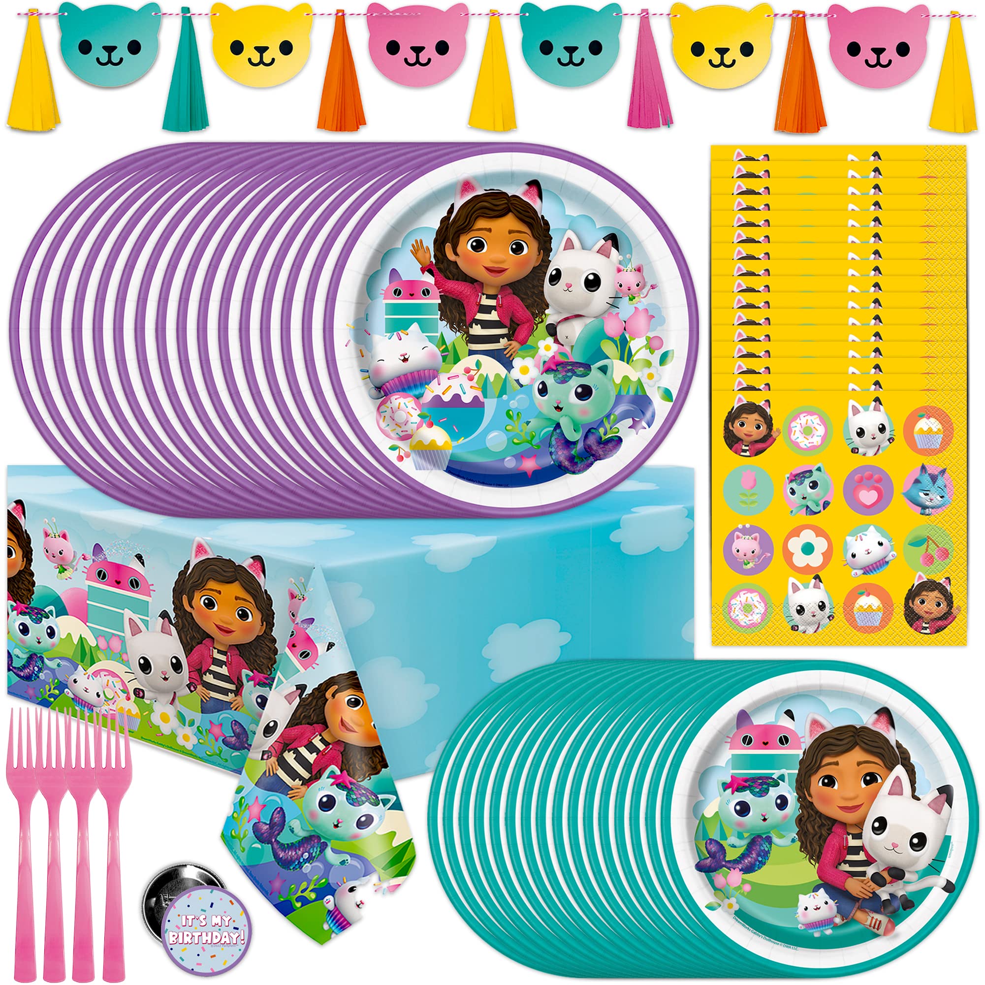 Gabby Dollhouse banner creates a festive photo backdrop for the party