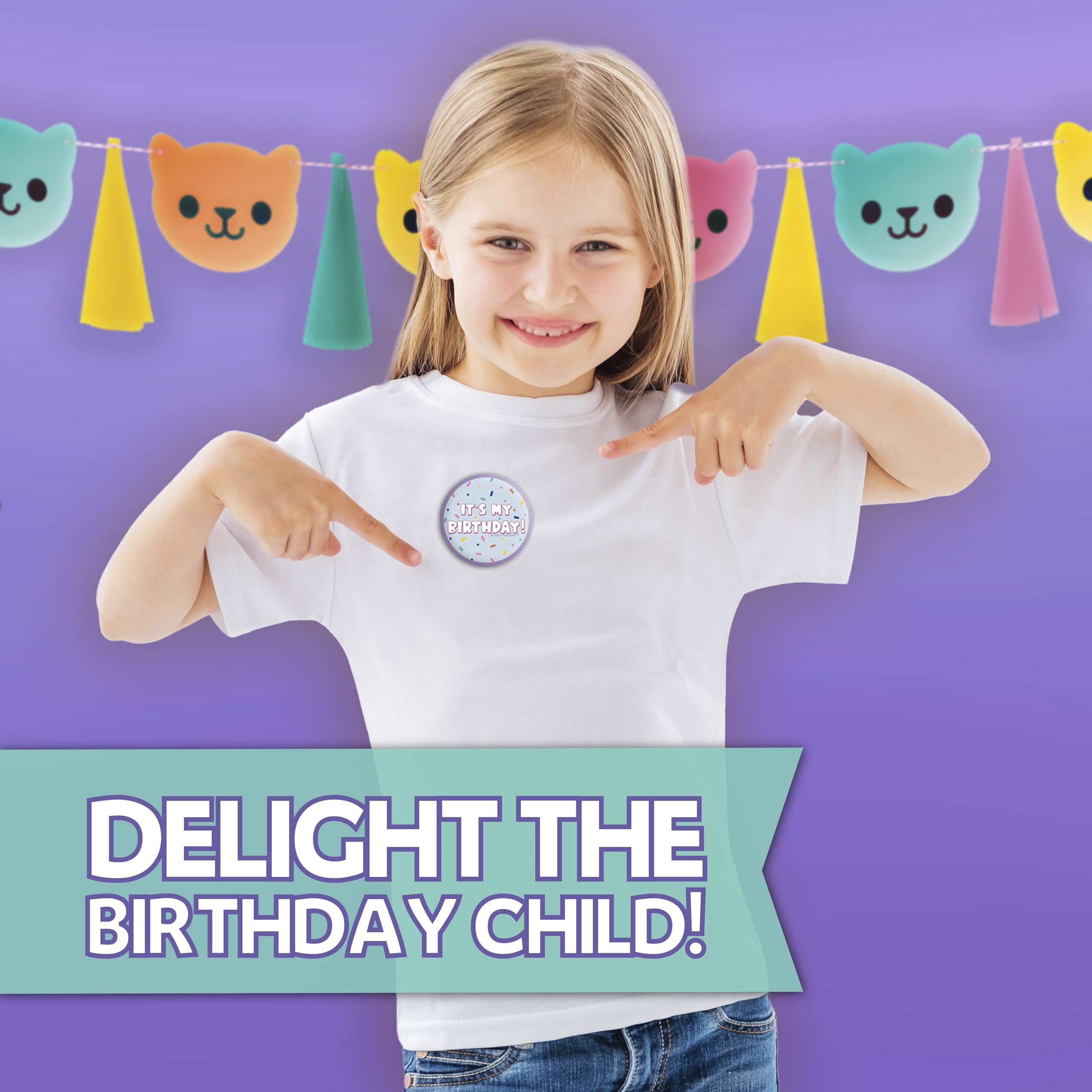 Gabby Dollhouse 'It's My Birthday' button highlights the guest of honor