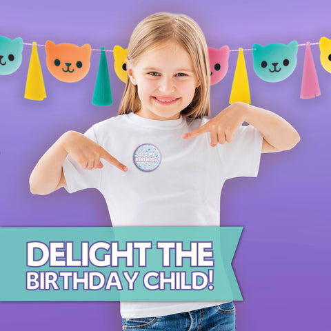 Gabby Dollhouse 'It's My Birthday' button highlights the guest of honor