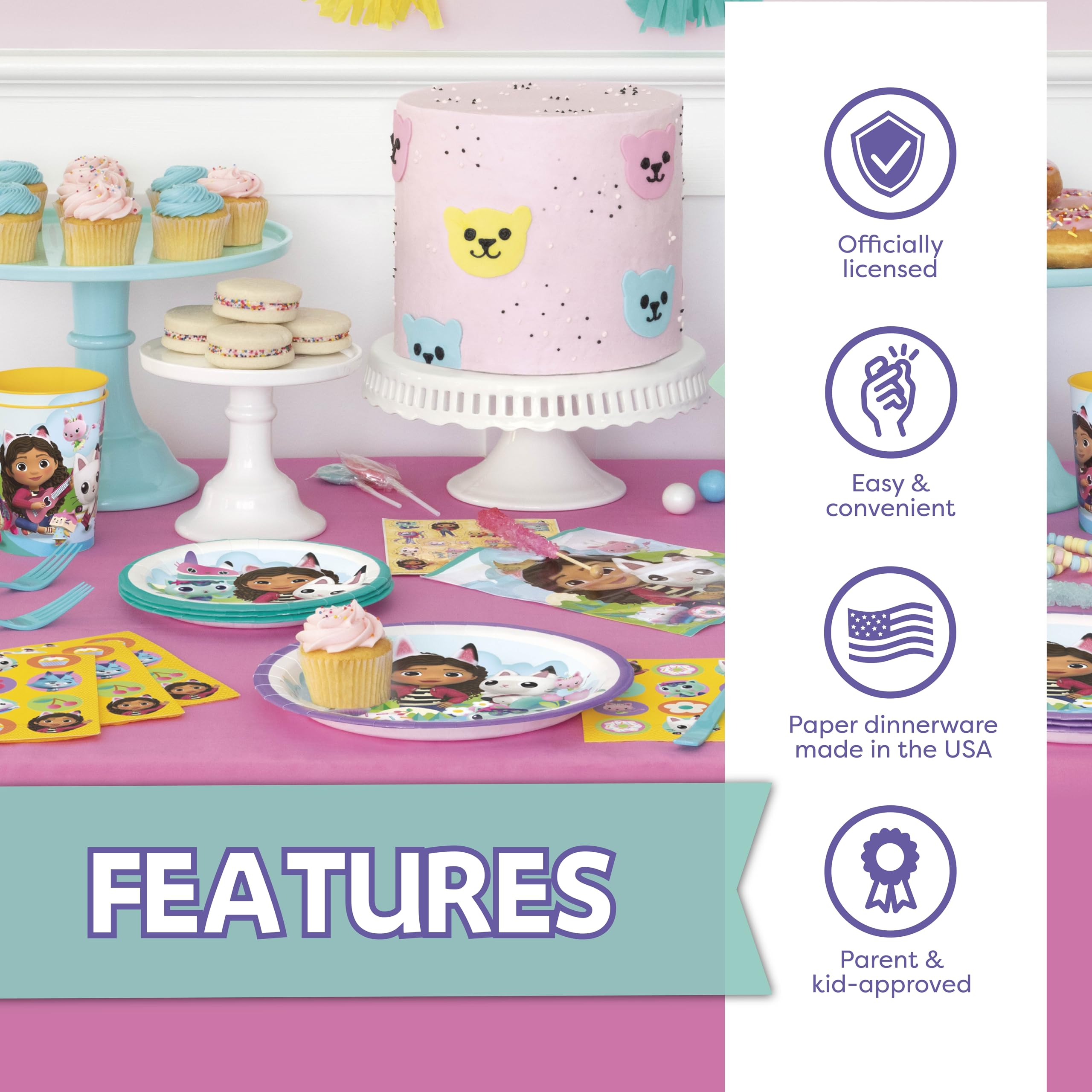 Gabby Dollhouse 9-inch plates for sturdy serving during the celebration