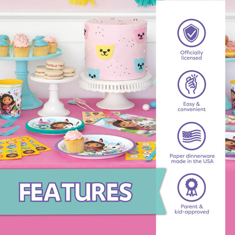 Gabby Dollhouse 9-inch plates for sturdy serving during the celebration