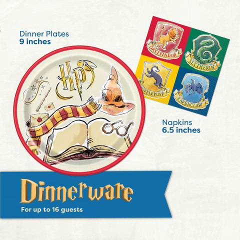Unique Harry Potter napkins simplify cleanup and party flow.
