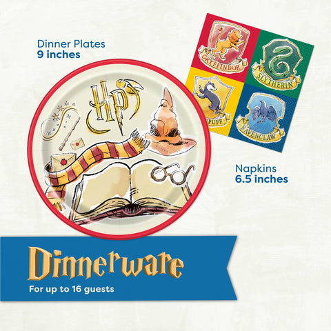 Unique Harry Potter 9-inch plates ready for a 16-guest feast