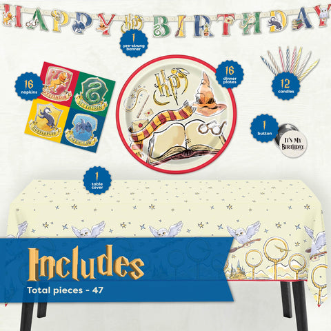 Unique Harry Potter table cover protects surfaces with themed decor.