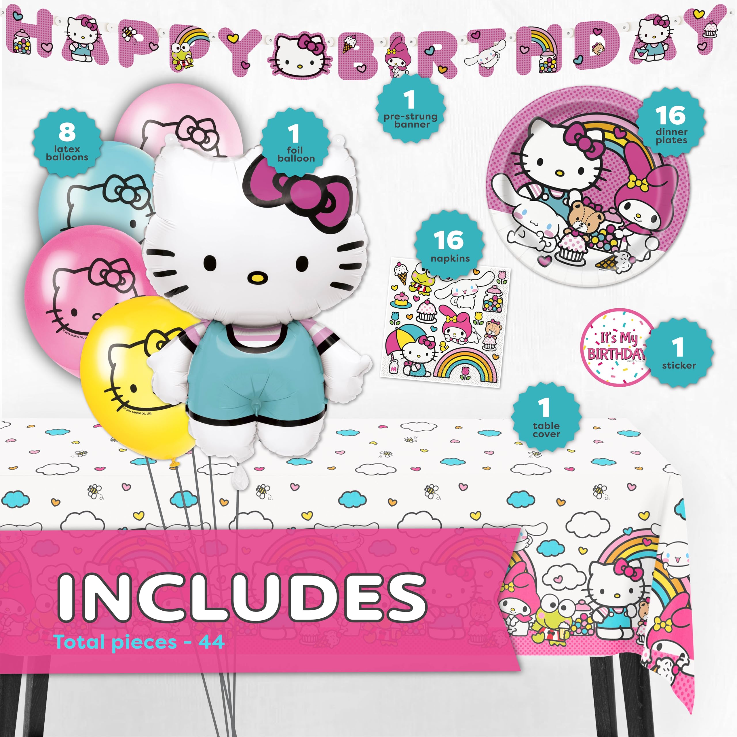 Unique Hello Kitty 12-inch balloons brighten the party space