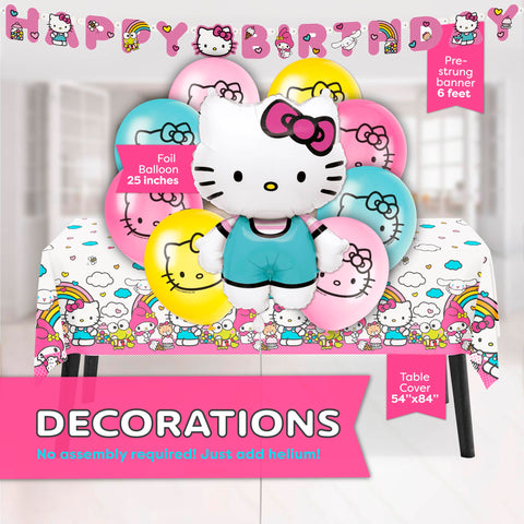 Unique Hello Kitty banner ties the theme together for photos