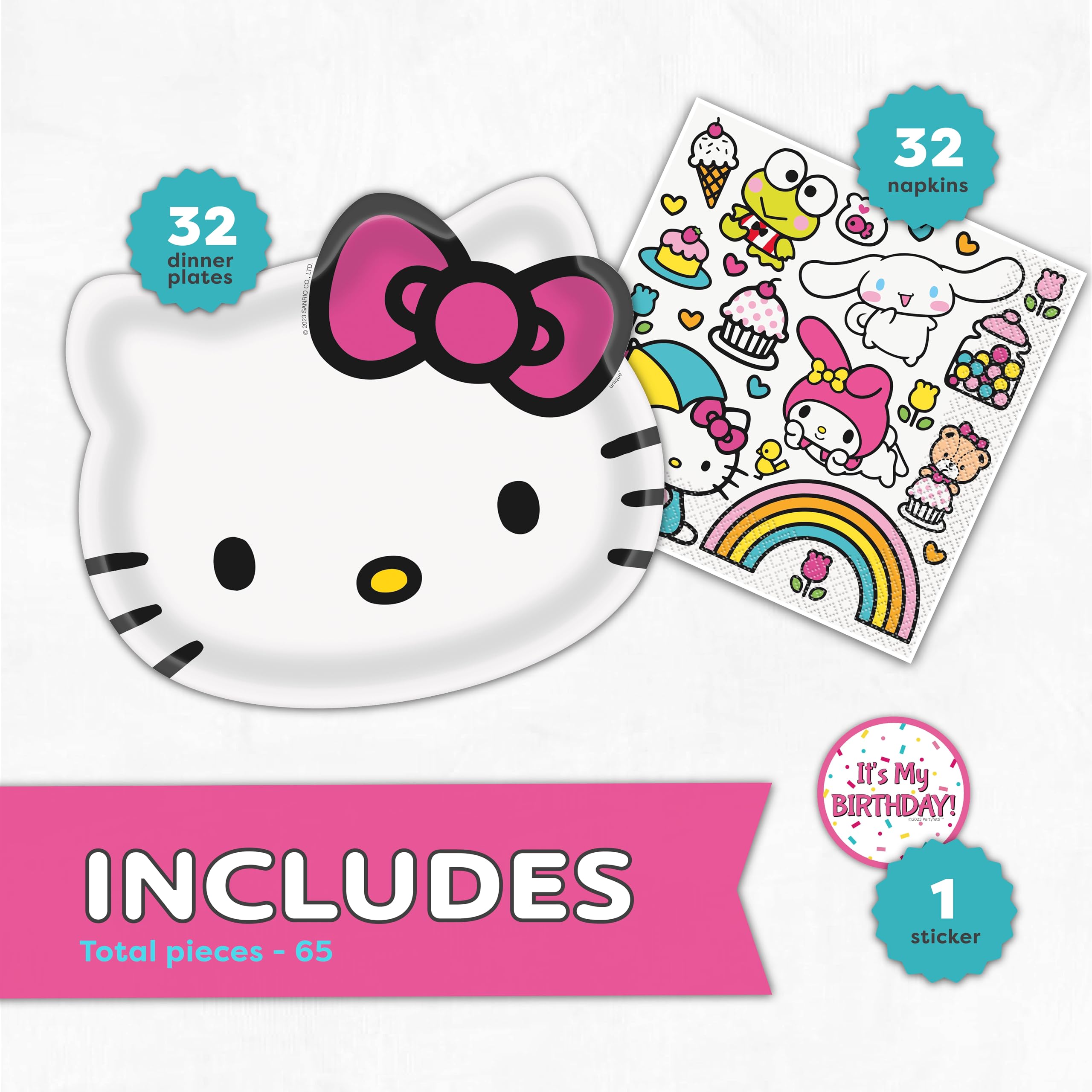 Unique Hello Kitty birthday napkins add cute flair and quick cleanups.