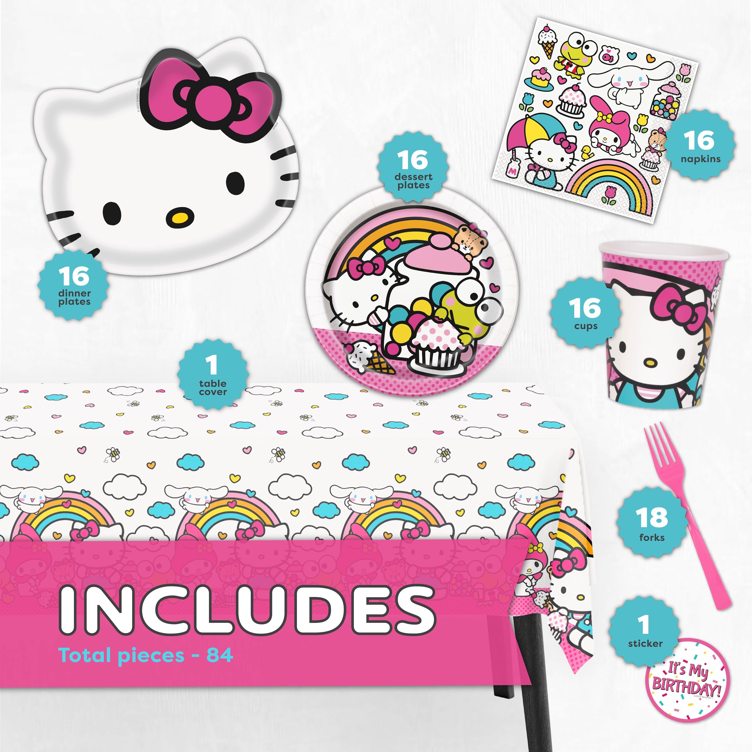 Unique Hello Kitty dinner plates 7.25x8.25 inches for pizza and cake