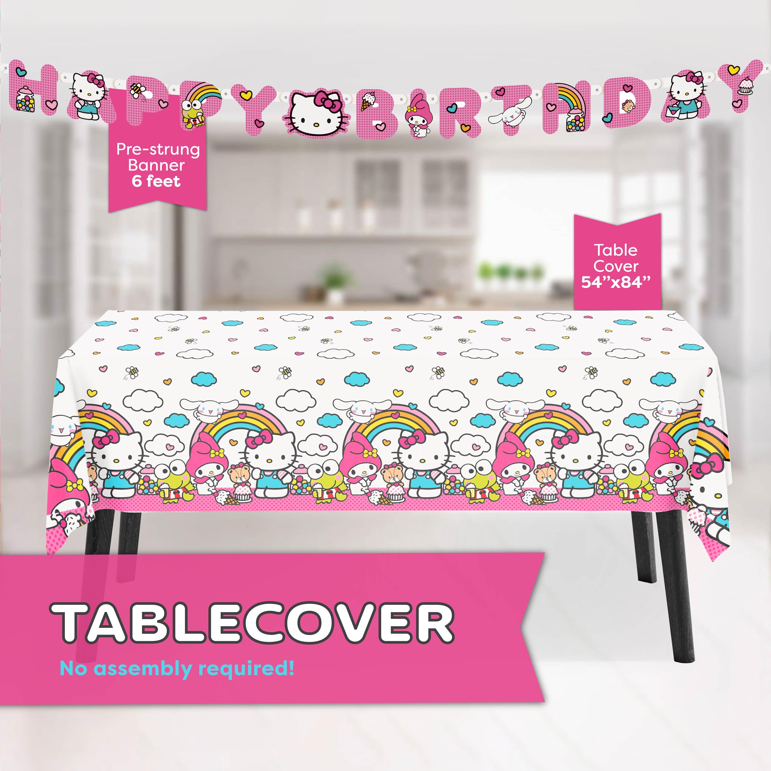 Unique Hello Kitty plates for sixteen guests handle snacks.