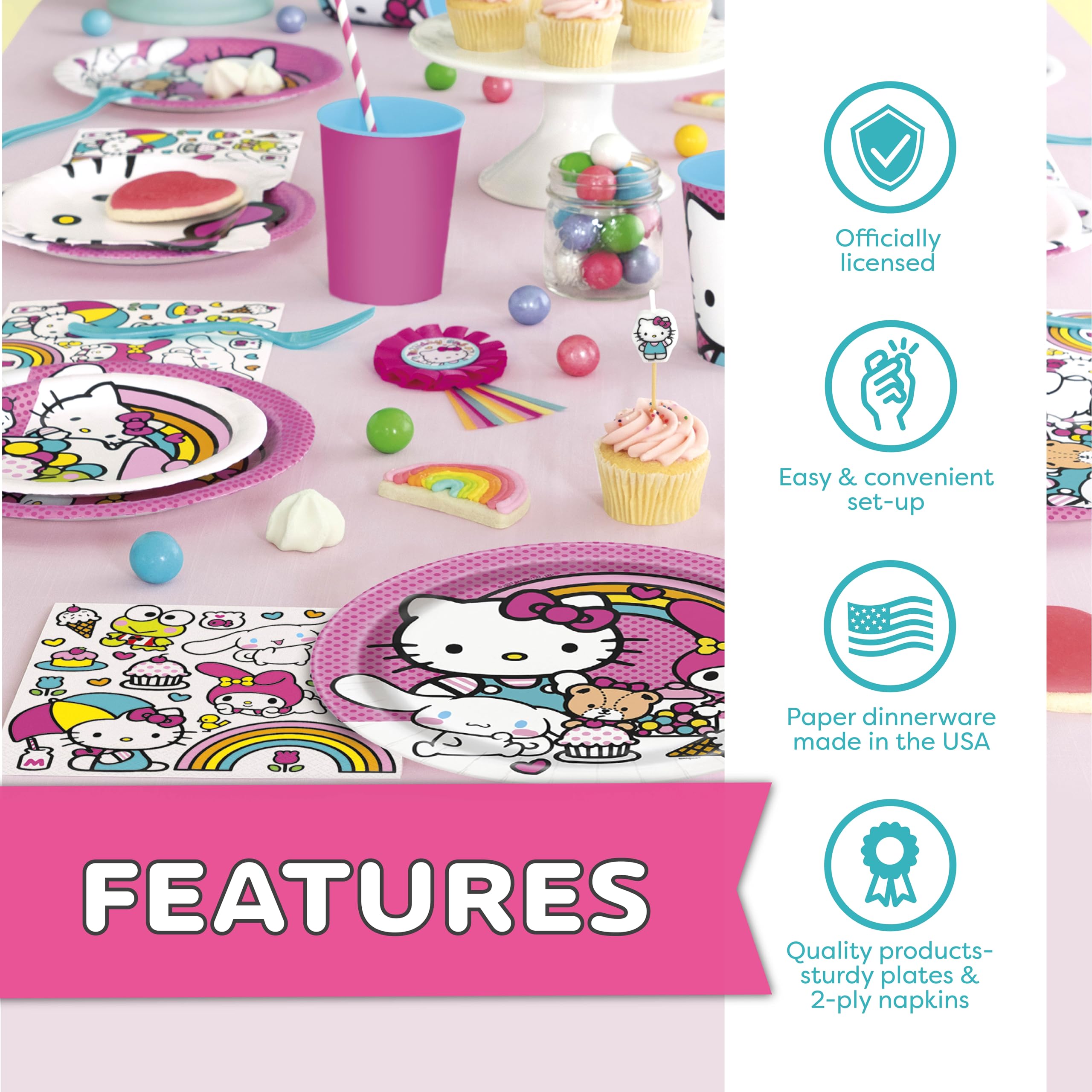 Unique Hello Kitty 9-inch plates support pizza and cake servings