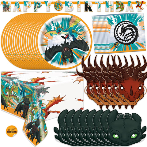 Unique How to Train Your Dragon banner enhances party decor with vivid colors.