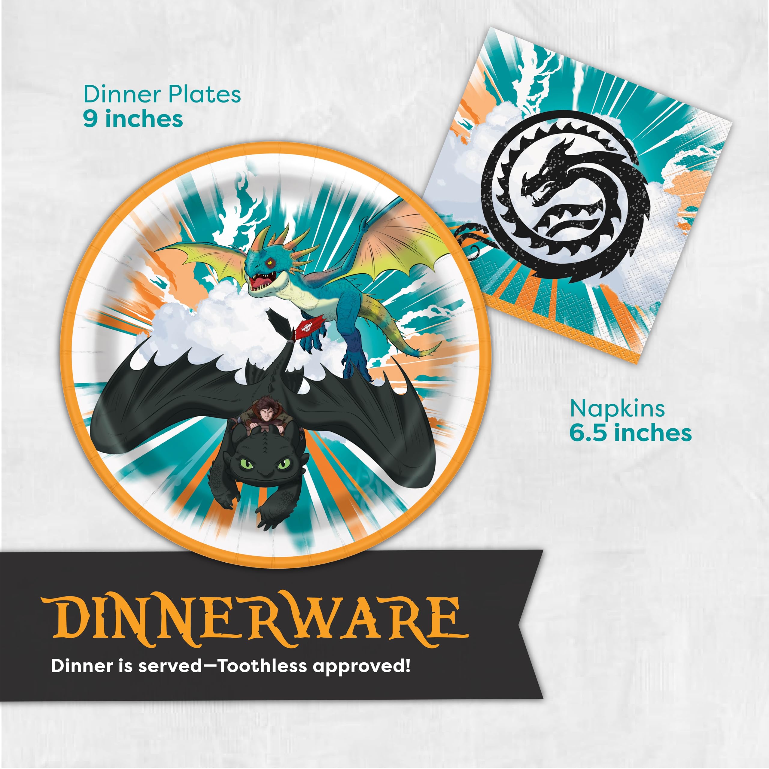 Unique How to Train Your Dragon napkins reinforce theme while handling spills.