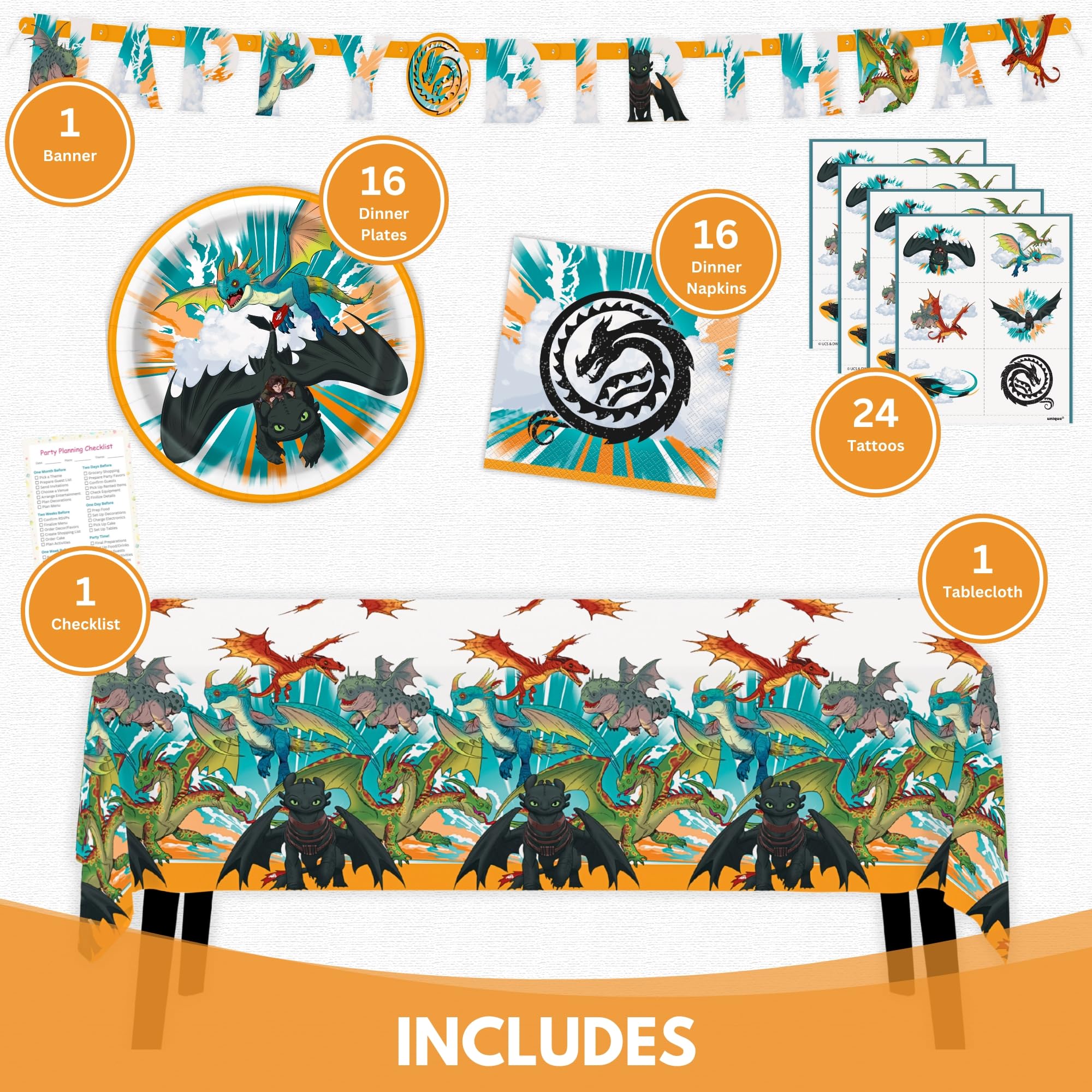 Unique HTTYD plates 16 sturdy dinnerware for meals and desserts