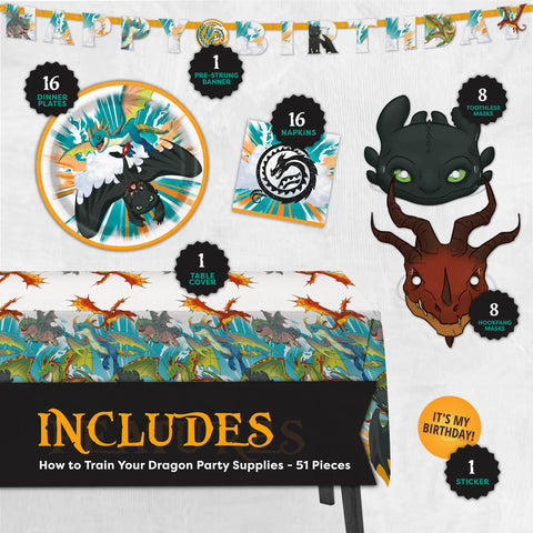 Unique How to Train Your Dragon tablecloth protects surfaces while adding a dramatic backdrop.