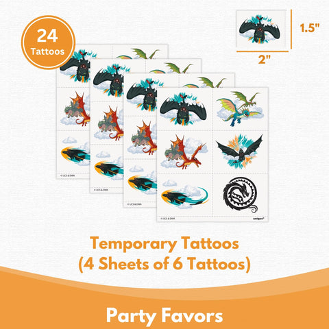 Unique HTTYD tattoos 24 dragon character decals for guests